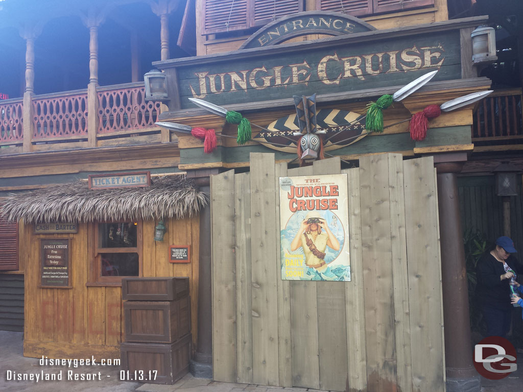 The Jungle Cruise is closed for removal of the holiday overlay.