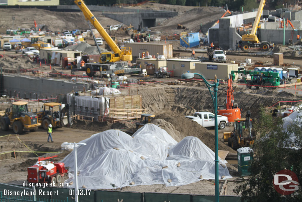 Foundation work continues for the show building nearest the parking structure.