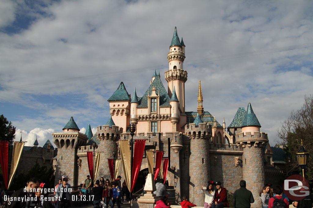 The castle is now snowless.  Some diamond overlays are visible. Not sure if those are going back on or if they were under the snow.