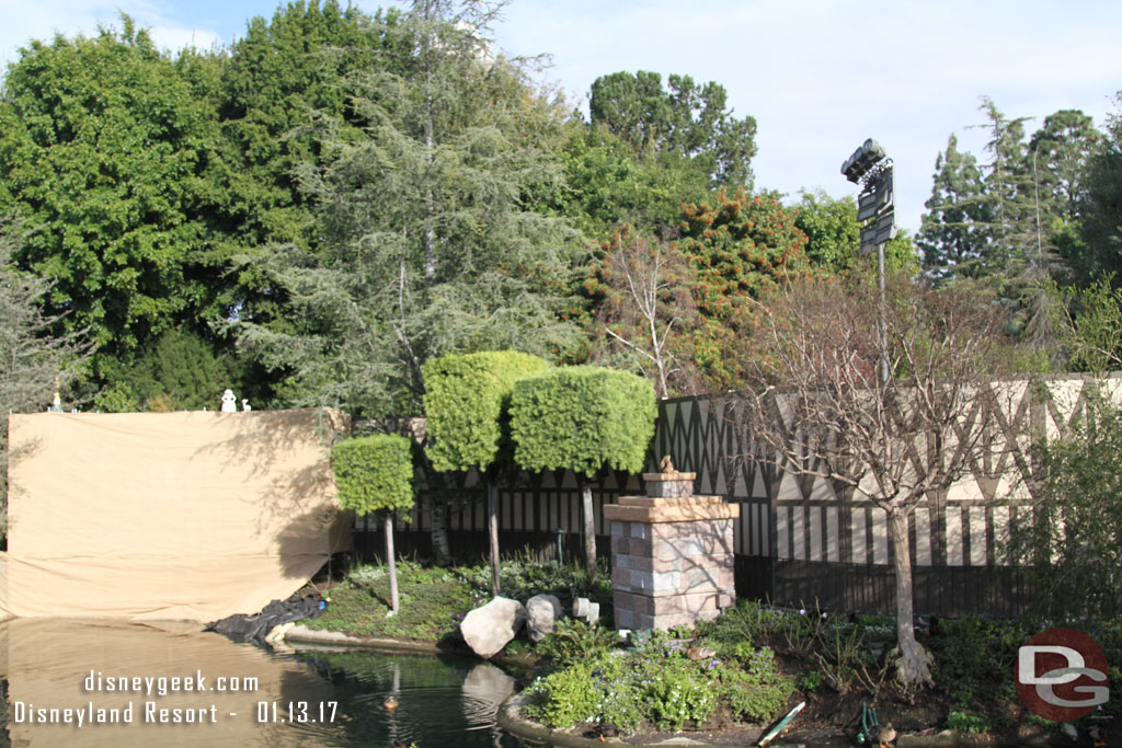 The grotto is walled off for some renovation work.