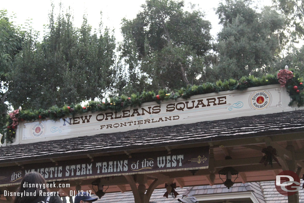 Some Christmas decorations remain in New Orleans Square.