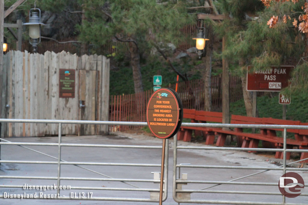 The smoking area is closed too and guests are directed to Hollywood Land.