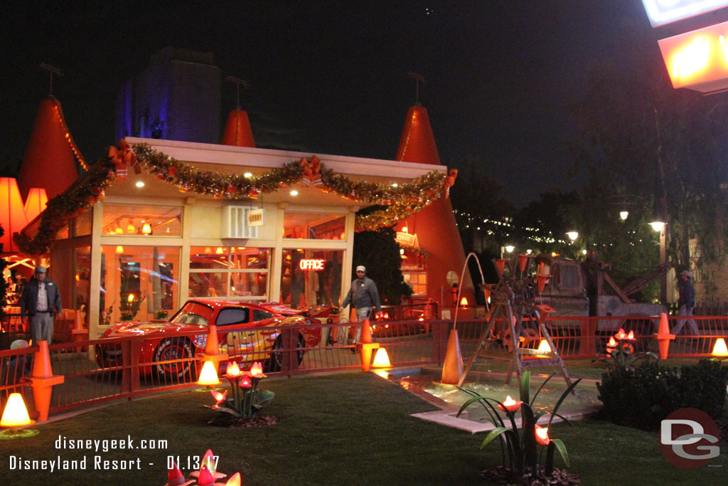 The Cozy Cone is partially decorated.  Notice the fountain was working today.