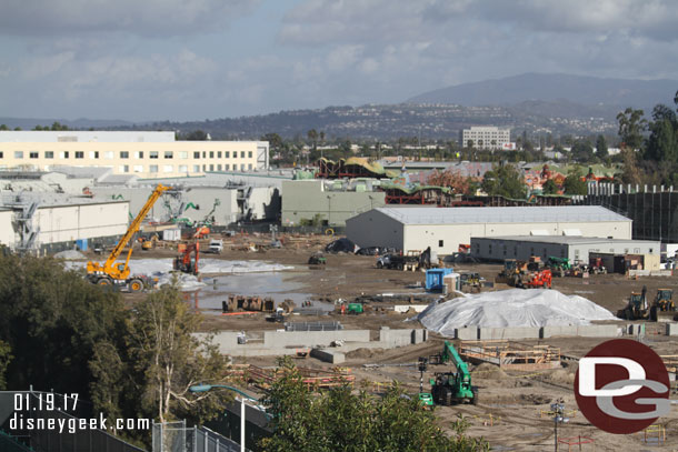 A look across the site starting on the left/north side.  Today things are relatively quiet due to the rain in the morning and chance of rain later today.