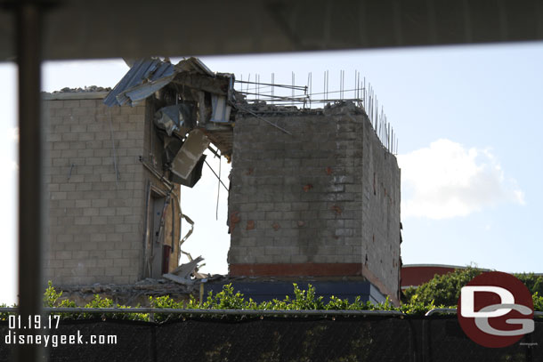 Just the two elevator shafts remain standing.