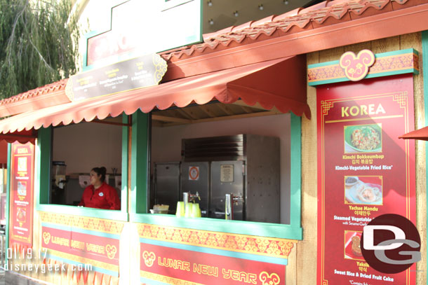 In front of the Little Mermaid is a marketplace featuring food from Korea.