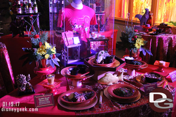 A display featuring some of the merchandise and food offerings for Lunar New Year.