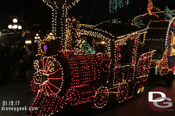 The train and drum float was pulled out in front of the Opera House to be used as a backdrop for media interviews.