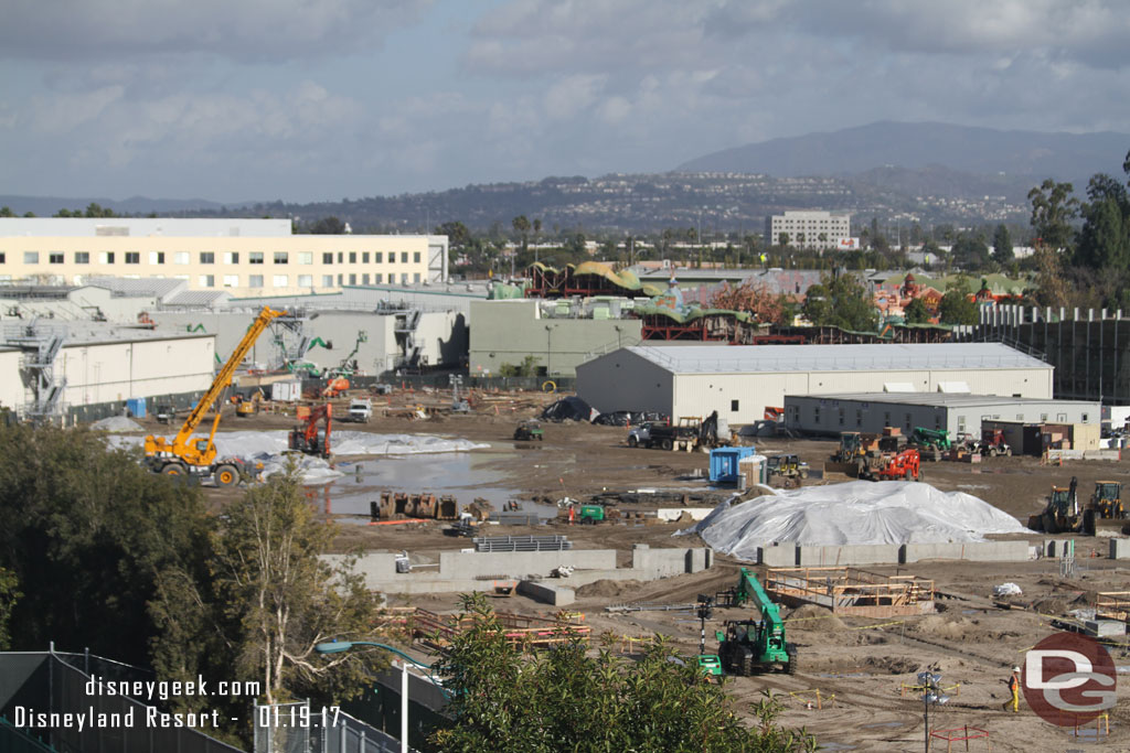 A look across the site starting on the left/north side.  Today things are relatively quiet due to the rain in the morning and chance of rain later today.