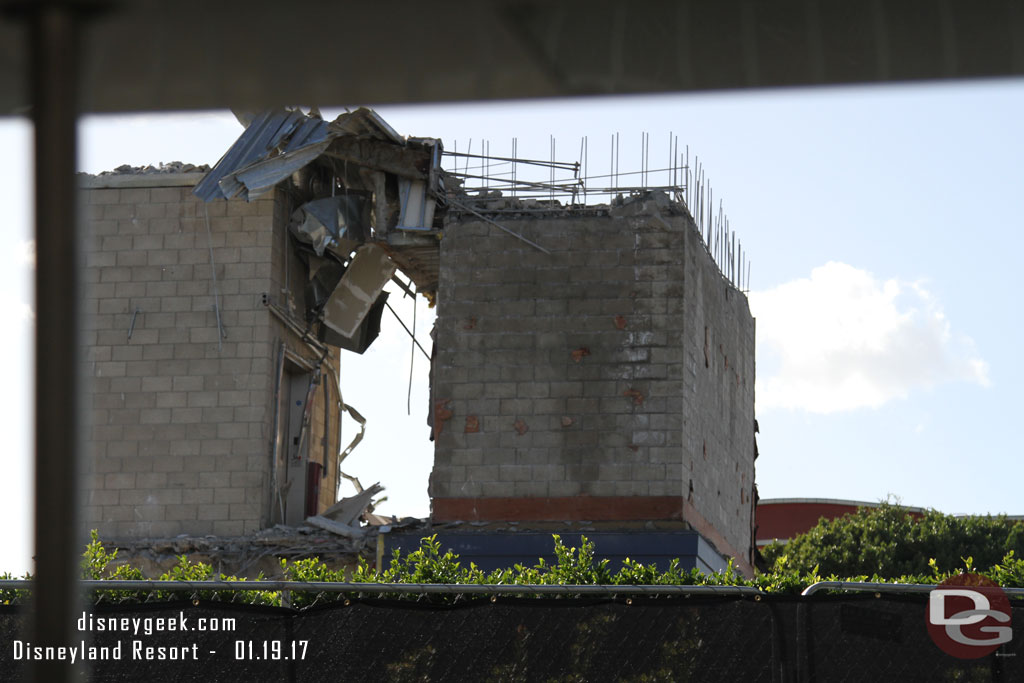 Just the two elevator shafts remain standing.