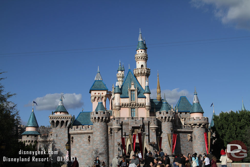 The 60th turret tops and roofs have returned to Sleeping Beauty Castle.