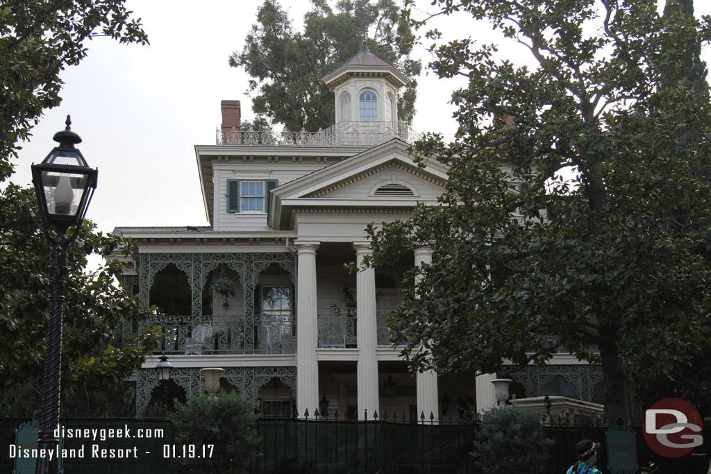 The exterior decorations are now removed from the Haunted Mansion as it races toward reopening.