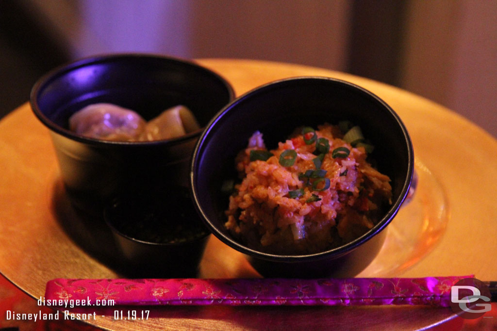 Yacha Manu - steamed vegetable dumplings with seasame-garlic soy sauce