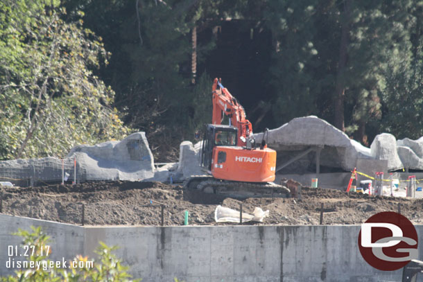 A closer look at the work on top of the berm.