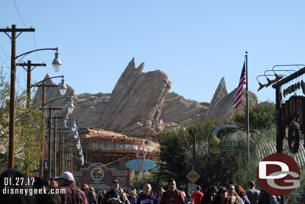 All Christmas decorations and support poles are gone from Cars Land now.