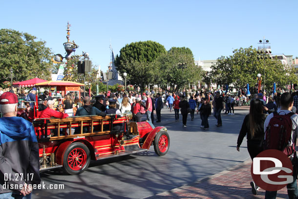 The fire truck heading to Town Square.