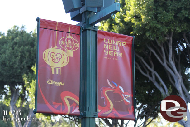 Some Lunar New Year banners in Downtown Disney replacing some of the MSEP ones.