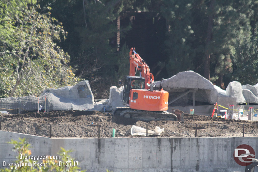 A closer look at the work on top of the berm.