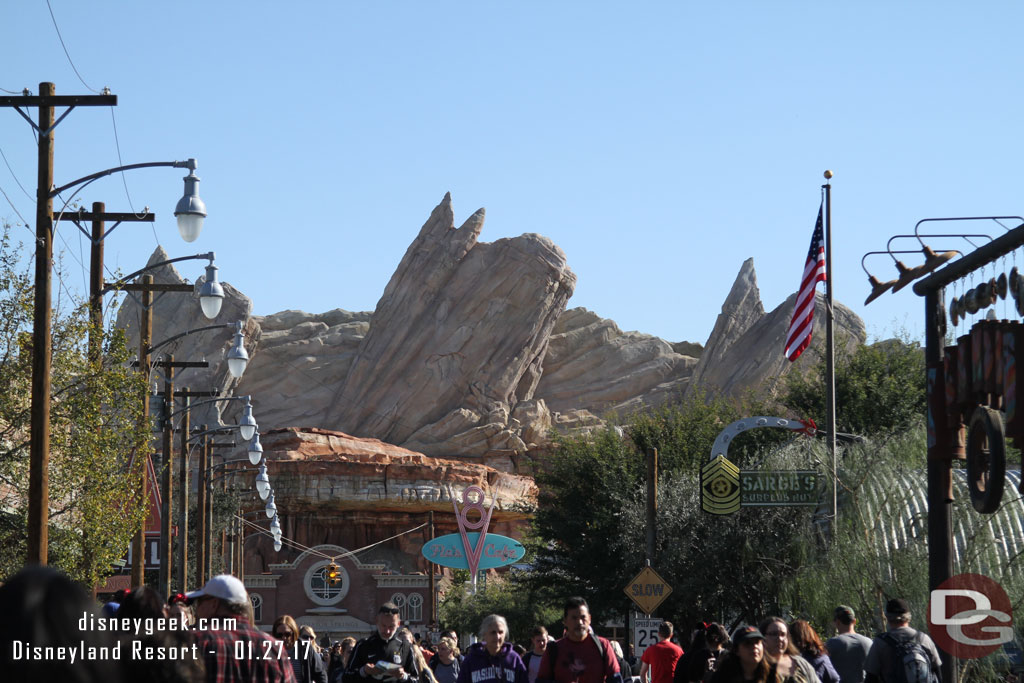 All Christmas decorations and support poles are gone from Cars Land now.