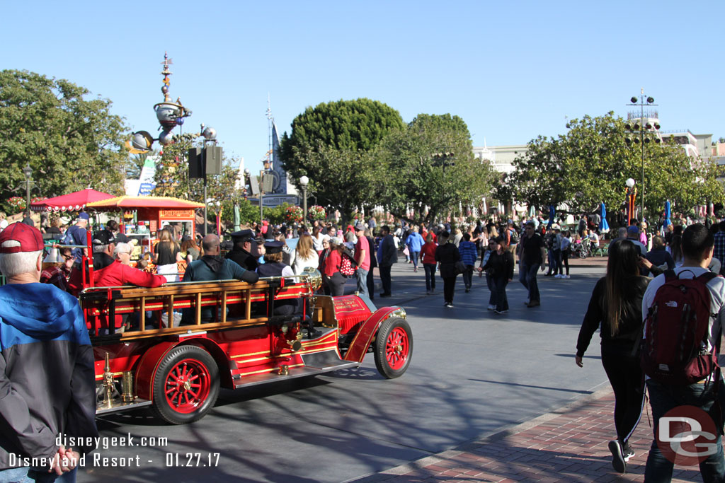 The fire truck heading to Town Square.