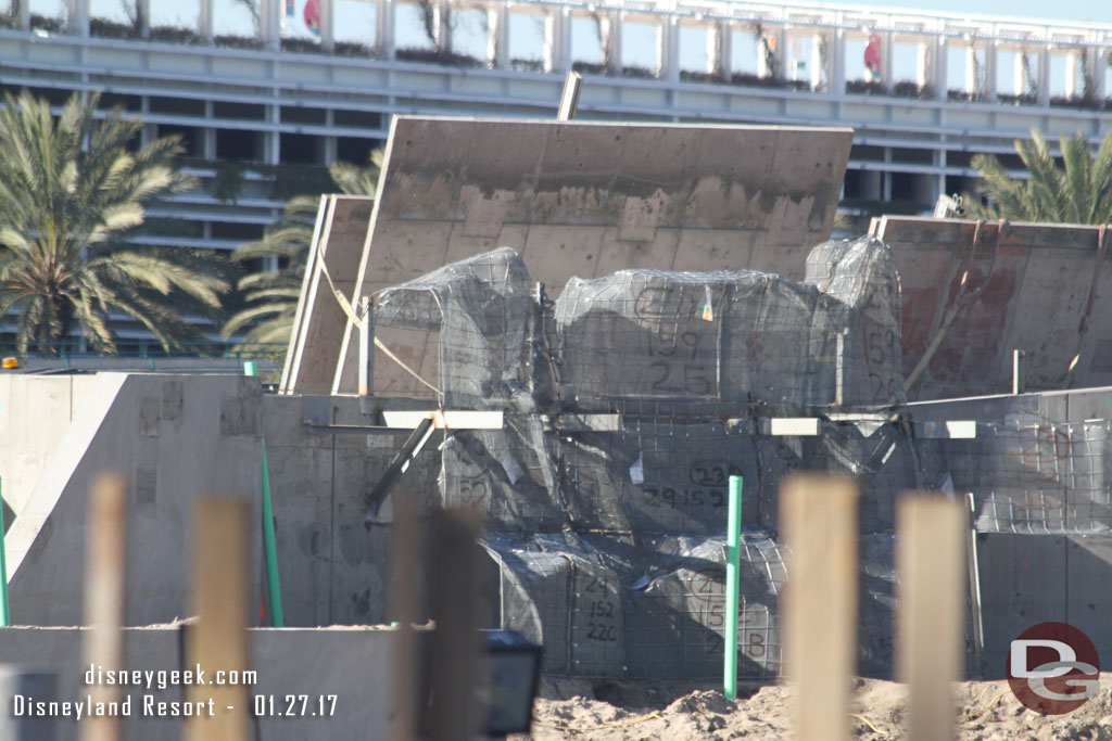 A closer look across the site (the large walls in the background and forms that are just resting there)