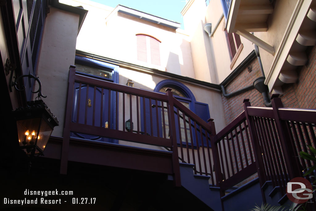 Looking up at the 21 Royal Street door.