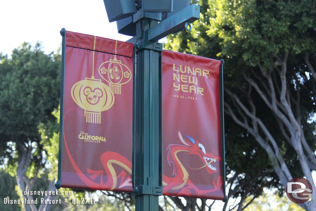 Some Lunar New Year banners in Downtown Disney replacing some of the MSEP ones.