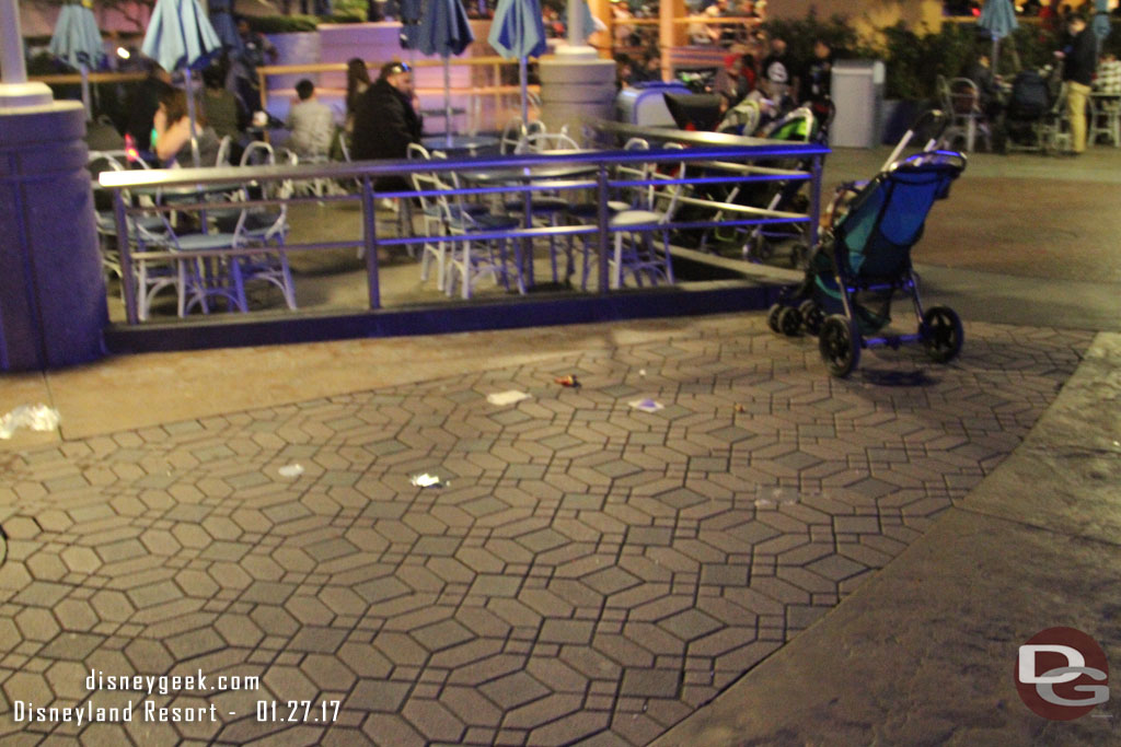 Something you usually do not see at Disneyland.. several pieces of trash on the ground.