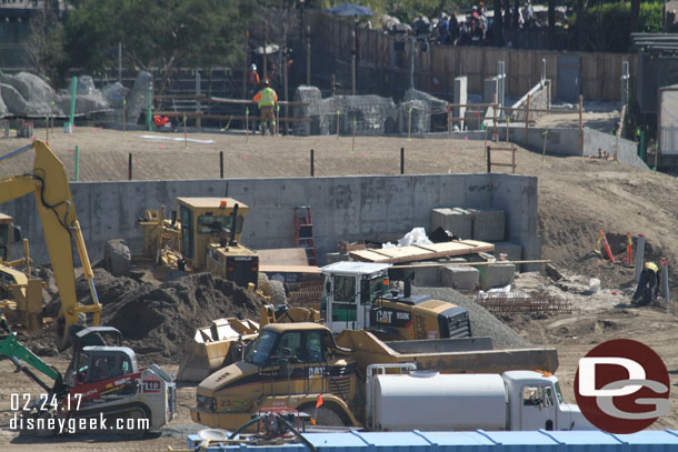 A closer look at the work going on atop the new berm.