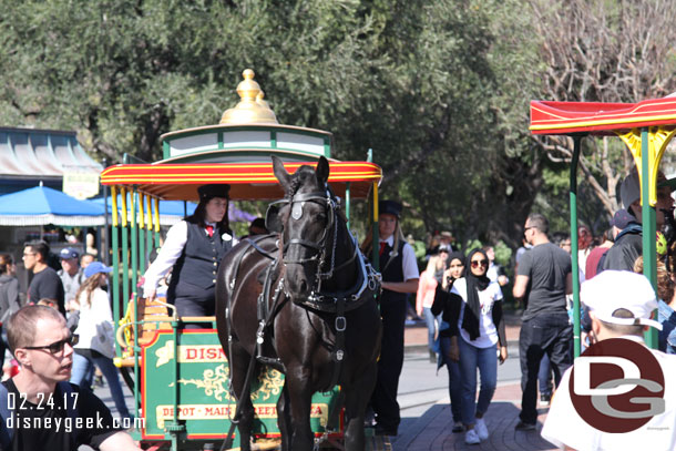 Main Street Transportation was making the rounds as normal with two horse drawn street cars and at least one bus.