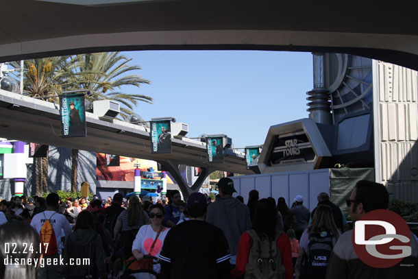 Making my way into Tomorrowland.  The entrance to Star Tours is being reconfigured, assuming for the new maxPass system.