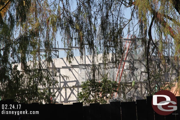 To the left steel has been added to the concrete wall to support rock work.