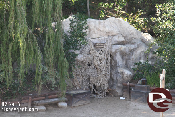 Out on the island the cave entrance was covered.