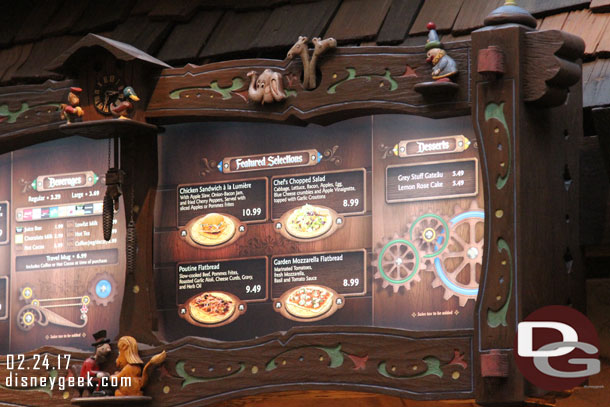 The menu board.