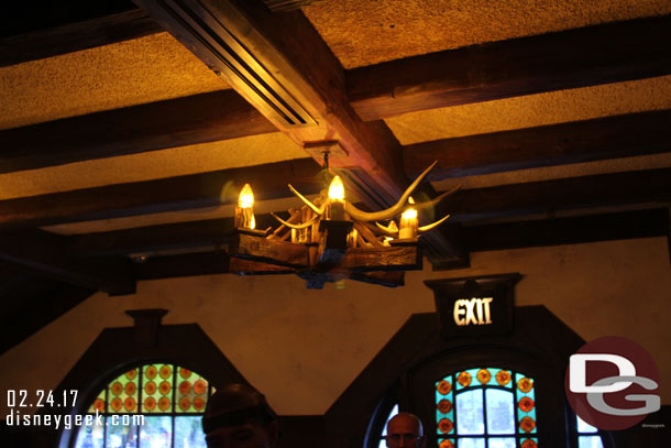 Antlers added to the chandeliers.