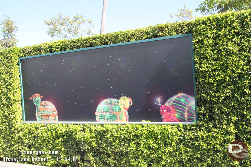 Moving on the Main Street Electrical Parade billboards are back at the Mickey and Friends tram stop.