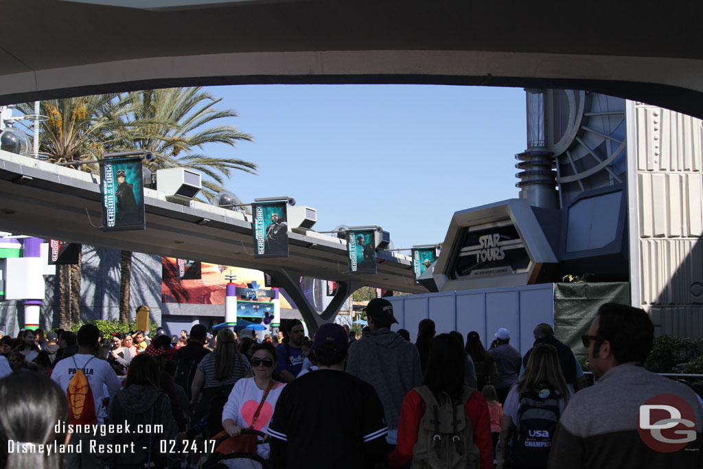 Making my way into Tomorrowland.  The entrance to Star Tours is being reconfigured, assuming for the new maxPass system.