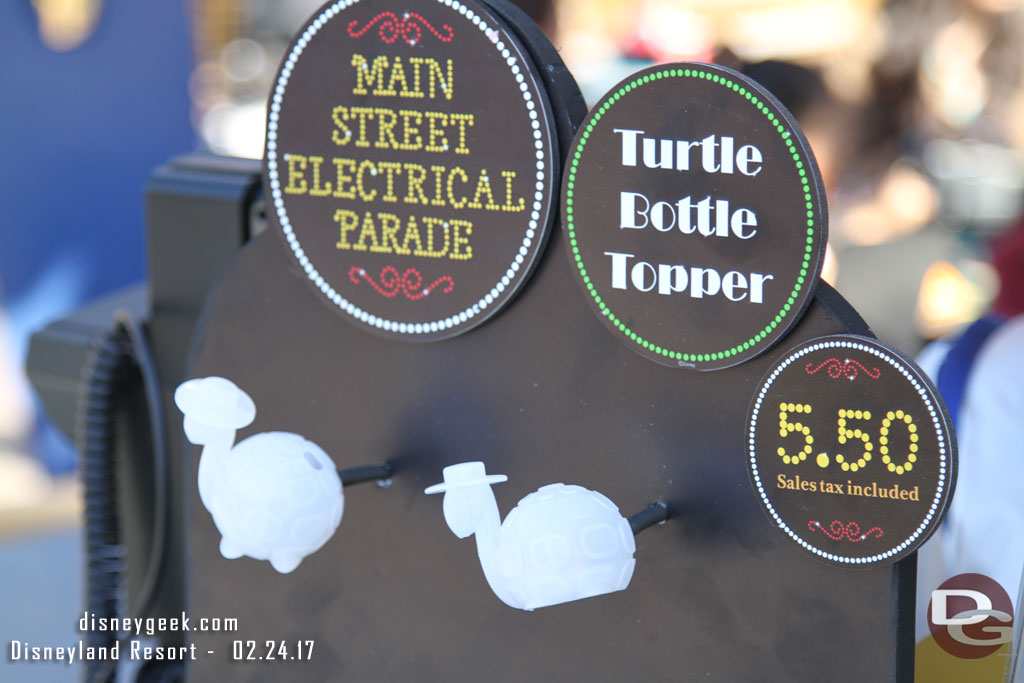 Turtle Bottle Toppers are for sale around the park.  