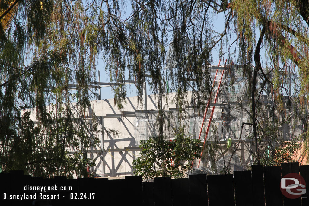 To the left steel has been added to the concrete wall to support rock work.