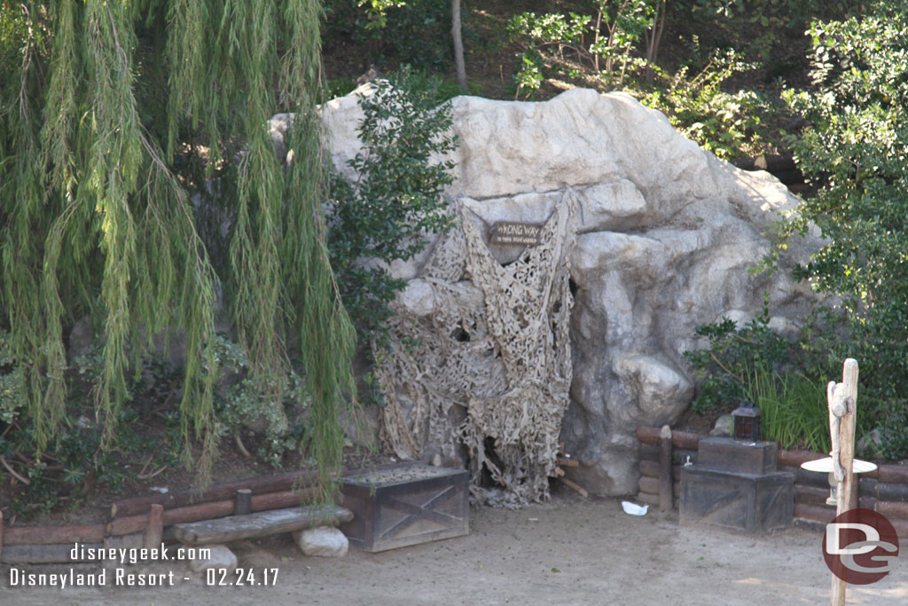 Out on the island the cave entrance was covered.