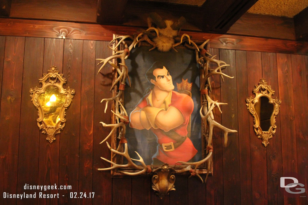 The other side of the restaurant Gaston helped to decorate.  So it features antlers and of course a large picture of him.