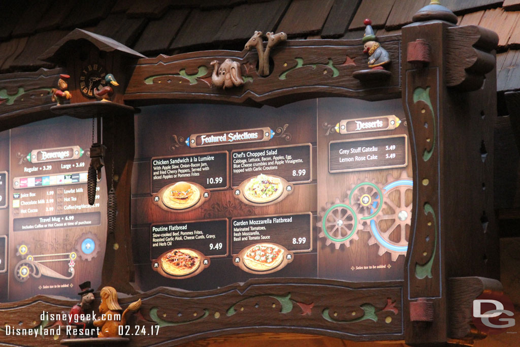 The menu board.