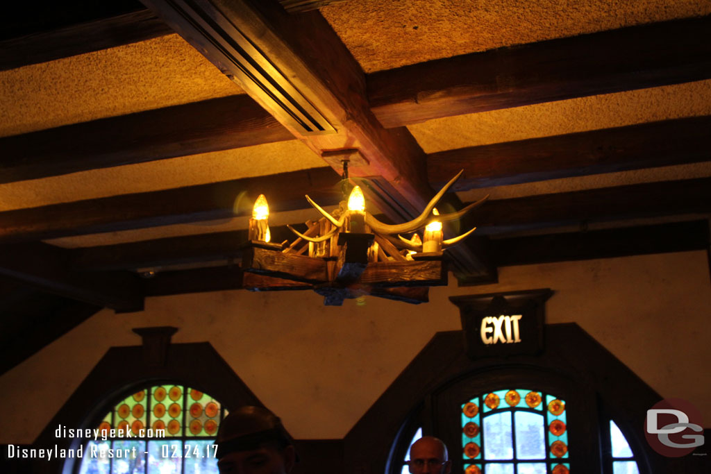 Antlers added to the chandeliers.