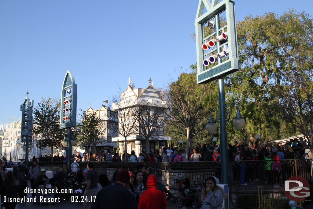 The queue for its a small world filled the terrace like it does for the holiday version.