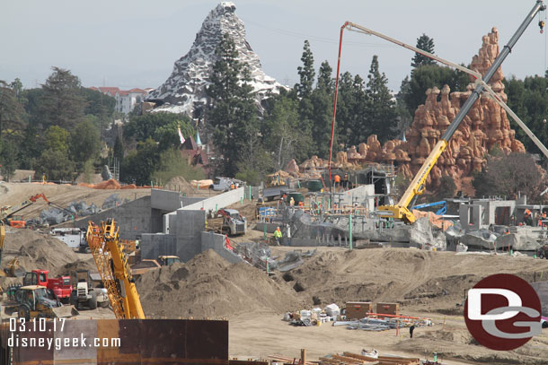 Concrete being pumped in, looks like they are workin on the rock formations that will hide the marina structure.