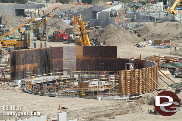 The circular structure is receiving walls on the first floor now.