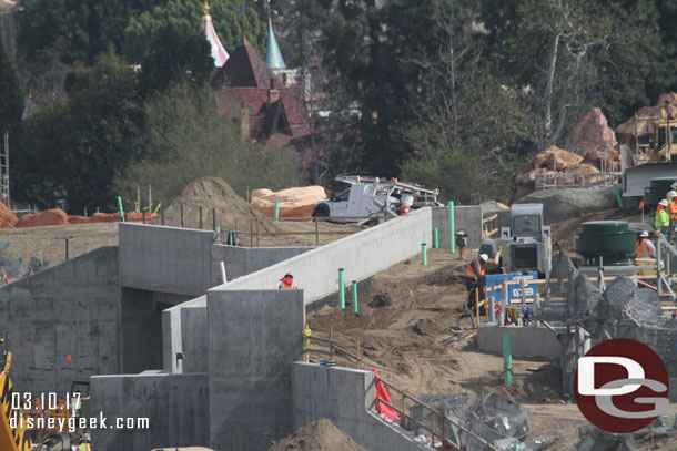 On the roof of the marina dirt continues to be moved around.