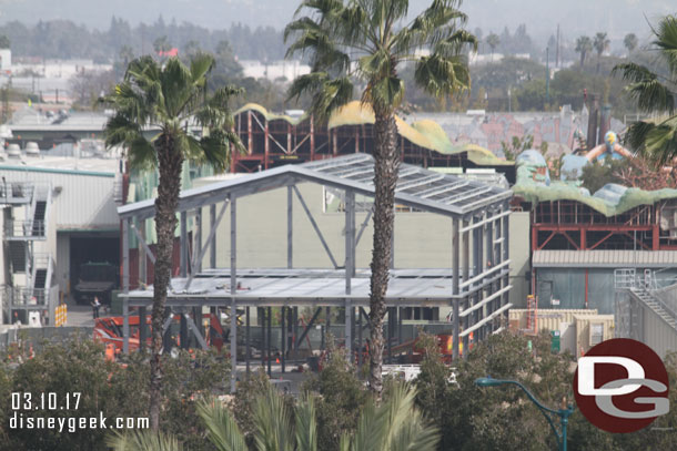 The backstage building structure looks to be up now.