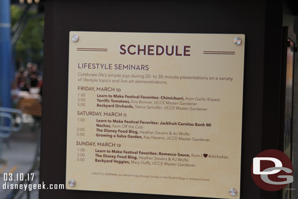 The Backlot stage is hosting Lifestyle seminars.