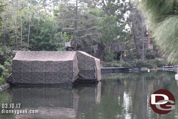 No visible change with the Fantasmic barges.  After hours rehearsals / programming is underway.